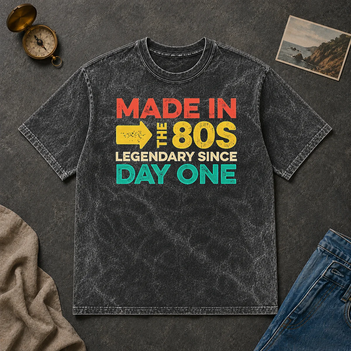 Funny Made In The 80s Legendary Since Day One Washed T Shirt Funny Made In The 80s Legendary Since Day One Washed T-Shirt