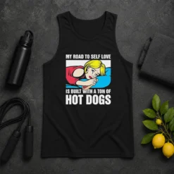 Funny My Road To Self Love Is Built With A Ton Of Hot Dogs Tank Top