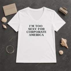 Funny Nice I Am Too Sexy For Corporate America V-Neck Shirt