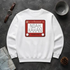 Funny Noah Kahan Great American Ball Park Cincinnati Reds Sticker July 01 2026 Sweater in navy blue, cozy crewneck sweatshirt