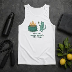 Funny Official Cat Holding Spoon Next To Cauldron You'Re Going In The Soup Tank Top