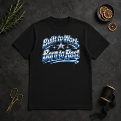 Good Born To Rest Labour Day Retro Work Ethic t shirt in classic crew neck style with vintage typography design