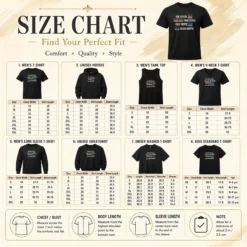 Size chart for Good One Coffee Two Coffee with measurements in inches and cm