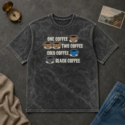 Good One Coffee Two Coffee Washed T Shirt in soft cotton with a vintage washed finish