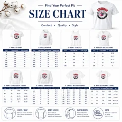 Size chart for Good Richmond Flying Squirrels Hot Dog Flamingo showing measurements in inches and cm