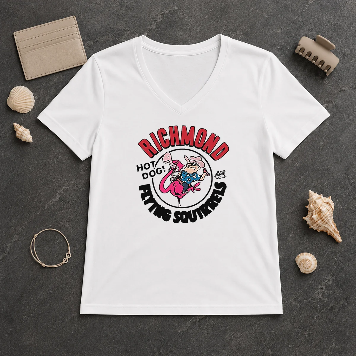 Good Richmond Flying Squirrels Hot Dog V-Neck Shirt Good Richmond Flying Squirrels Hot Dog V-Neck Shirt