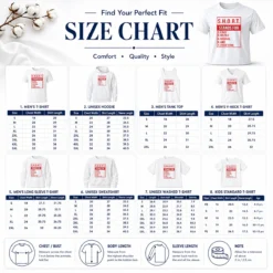 Size chart for Good Short Stands For Scary Hostile Original Rare Terrifying showing measurements in inches and cm