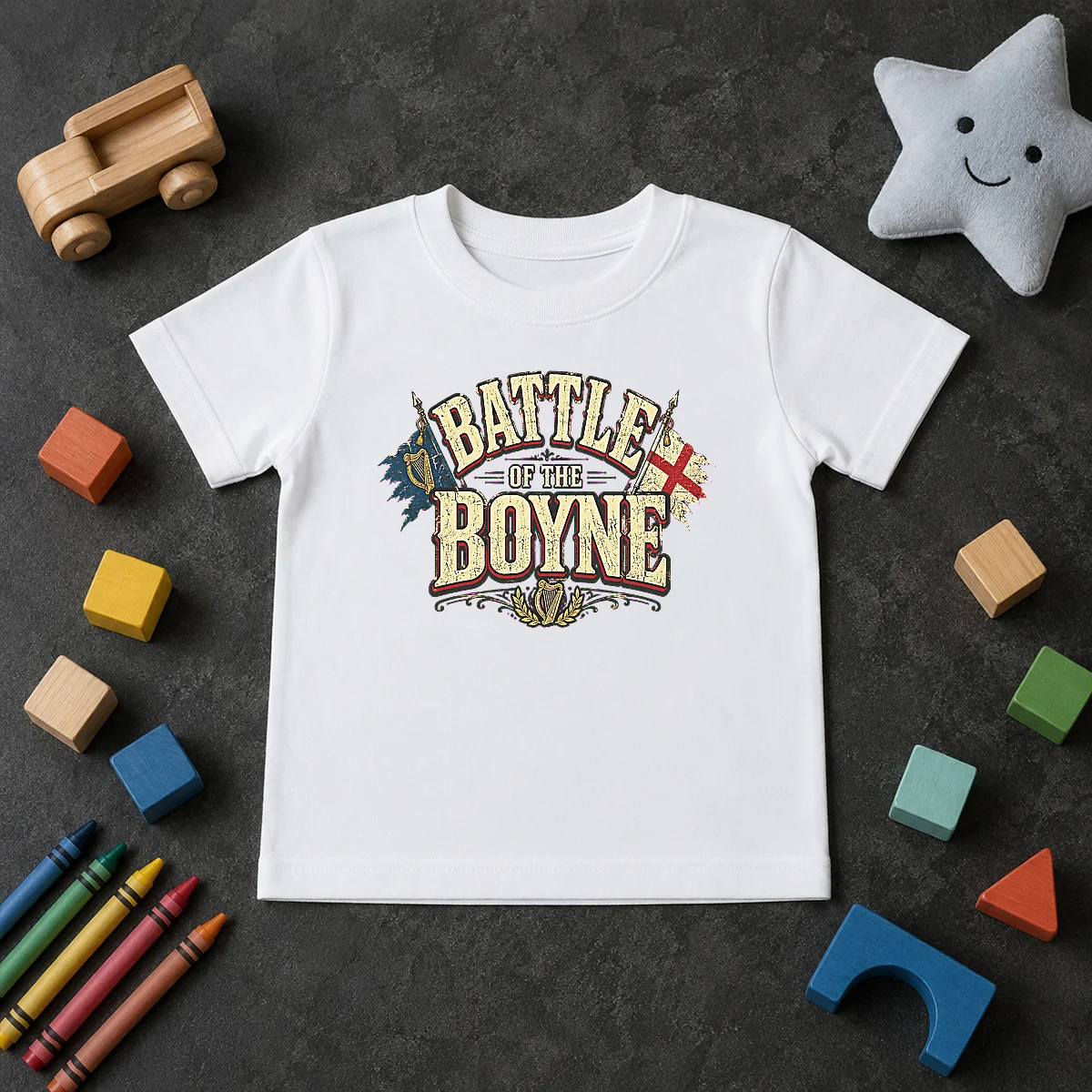 Hot Battle Of The Boyne Pride Retro Distressed Kids T Shirt Hot Battle Of The Boyne Pride Retro Distressed kids t shirt in vibrant colors with vintage style print