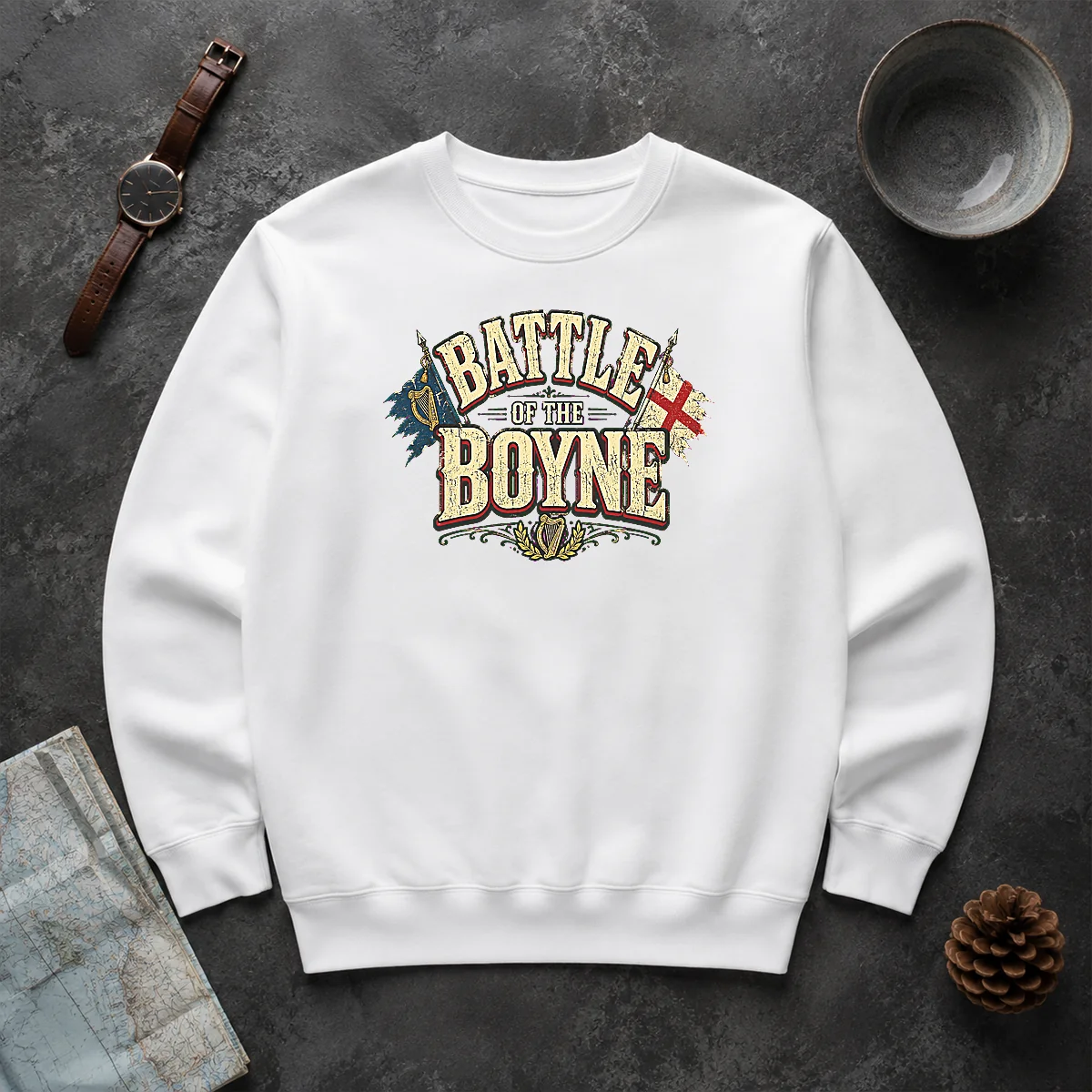 Hot Battle Of The Boyne Pride Retro Distressed Sweater Hot Battle Of The Boyne Pride Retro Distressed Sweater