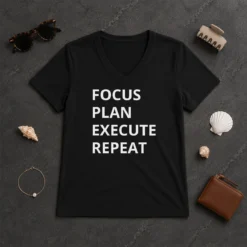 Hot Focus Plan Execute Repeat V-Neck Shirt