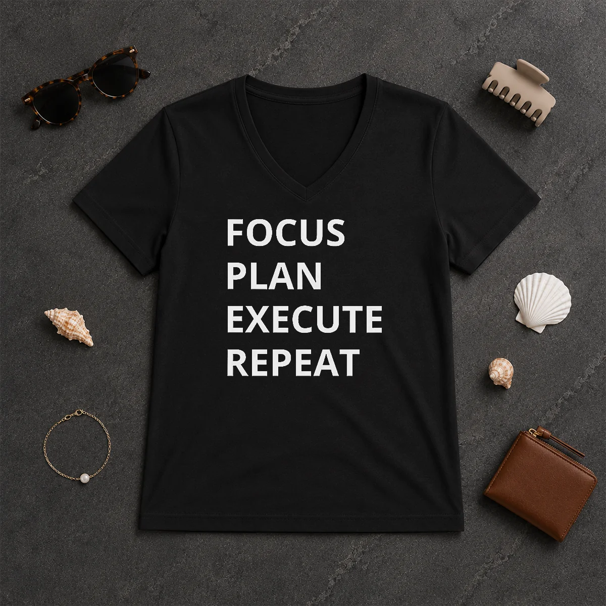 Hot Focus Plan Execute Repeat V-Neck Shirt Hot Focus Plan Execute Repeat V-Neck Shirt