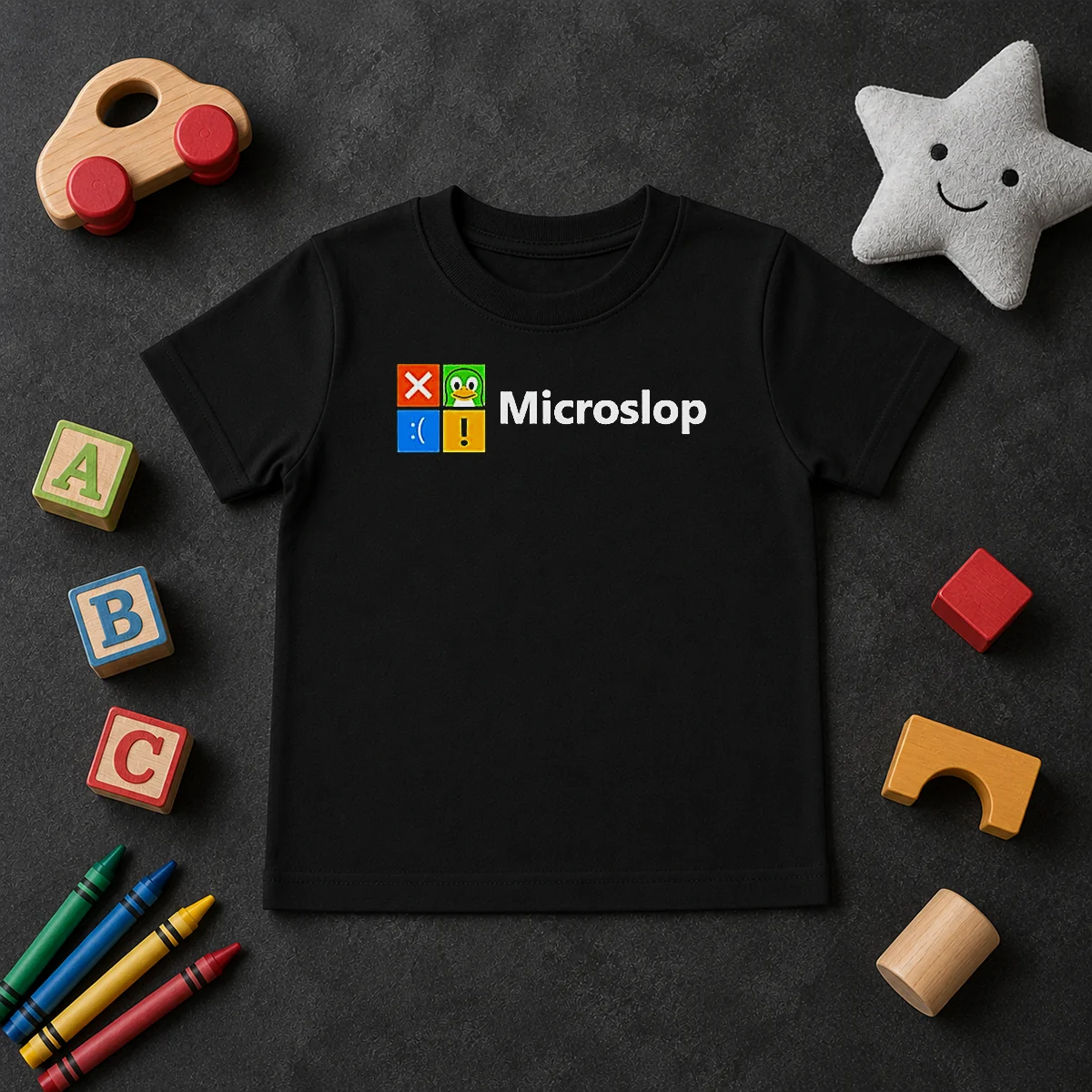 Hot Funny Microslop Logo Parody Kids T Shirt Hot Funny Microslop Logo Parody Kids T-Shirt