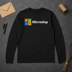 Hot Funny Microslop Logo Parody Long Sleeve Shirt