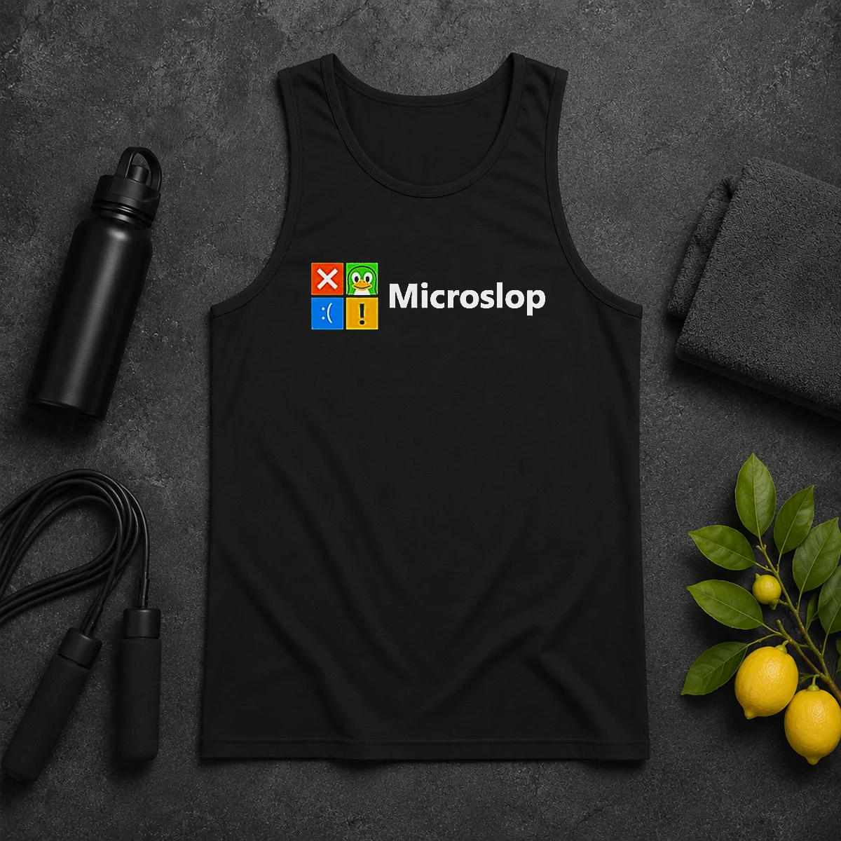 Hot Funny Microslop Logo Parody Tank Top Hot Funny Microslop Logo Parody Tank Top