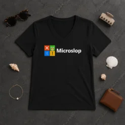 Hot Funny Microslop Logo Parody V-Neck Shirt