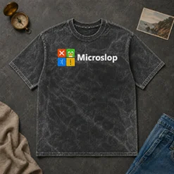 Hot Funny Microslop Logo Parody Washed T-Shirt