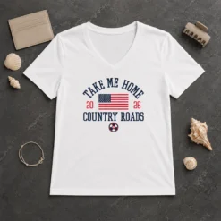 Hot Official USA Take Me Home Country Roads 2026 V-Neck Shirt