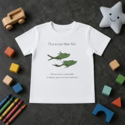 Hot Original Dr Seuss Parody One Blue Fish Two Green Fish Love Meme Yellow Graphic Kids T-Shirt