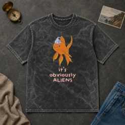 Hot Top Goldfish Wearing Tin Foil Hat It Is Obviously Aliens Washed T-Shirt