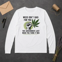 Hot Top Weed Isn'T Bad For You The Government Just Made You Think It Was long sleeve shirt in black, front view
