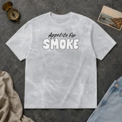 Nice Appetite For Smoke Washed T Shirt displayed on a clean white background, showing a soft, vintage-style fabric texture