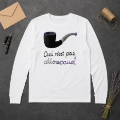 Nice Asexual Pride Rene Magritte Ceci N Est Pas Allosexuel Long Sleeve Shirt