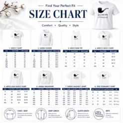 Size chart for Nice Asexual Pride Rene Magritte Ceci N Est Pas Allosexuel with measurements in inches and cm