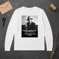 Nice Beaten So Badly He Lost Most Of His Teeth The Comeback Took 7 Years long sleeve shirt in black with bold graphic print