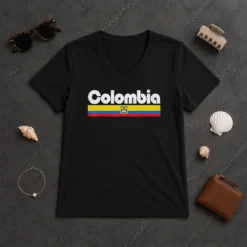 Nice Colombia Flag Colombian Pride South America V-Neck Shirt