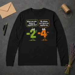 Nice Geek Math Numbers 2 Minus 4 Humor Joke Long Sleeve Shirt