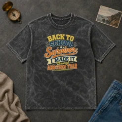 Nice Good Back To School Survivor Vintage For Proud Students Washed T Shirt in faded vintage style on soft cotton fabric