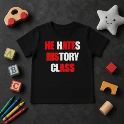Nice He Hates History Class Kids T-Shirt