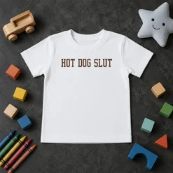 Nice Pretty Dog Slut Kids T Shirt in white, short sleeve cotton shirt for children