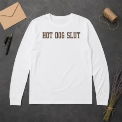 Nice Pretty Dog Slut Long Sleeve Shirt displayed on a mannequin showing front design and fit