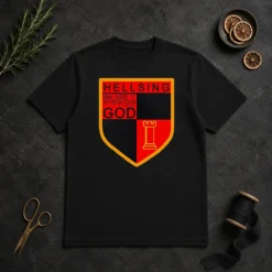 Nice Pretty Hellsing We Are On A Mission From God Shield Emblem t shirt in classic fit cotton material