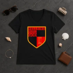 Nice Pretty Hellsing We Are On A Mission From God Shield Emblem V-Neck Shirt
