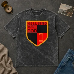 Nice Pretty Hellsing We Are On A Mission From God Shield Emblem Washed T-Shirt