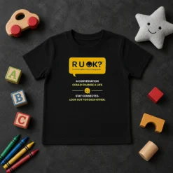 Nice R U OK Conversation Could Change A Life Kids T Shirt in bright colors, short sleeves, and comfortable fit