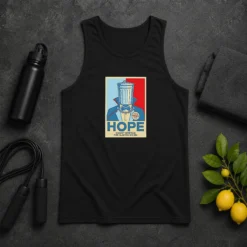 Official Count Binface For Clacton On Sea Hope Tank Top in white, featuring bold graphic print on front