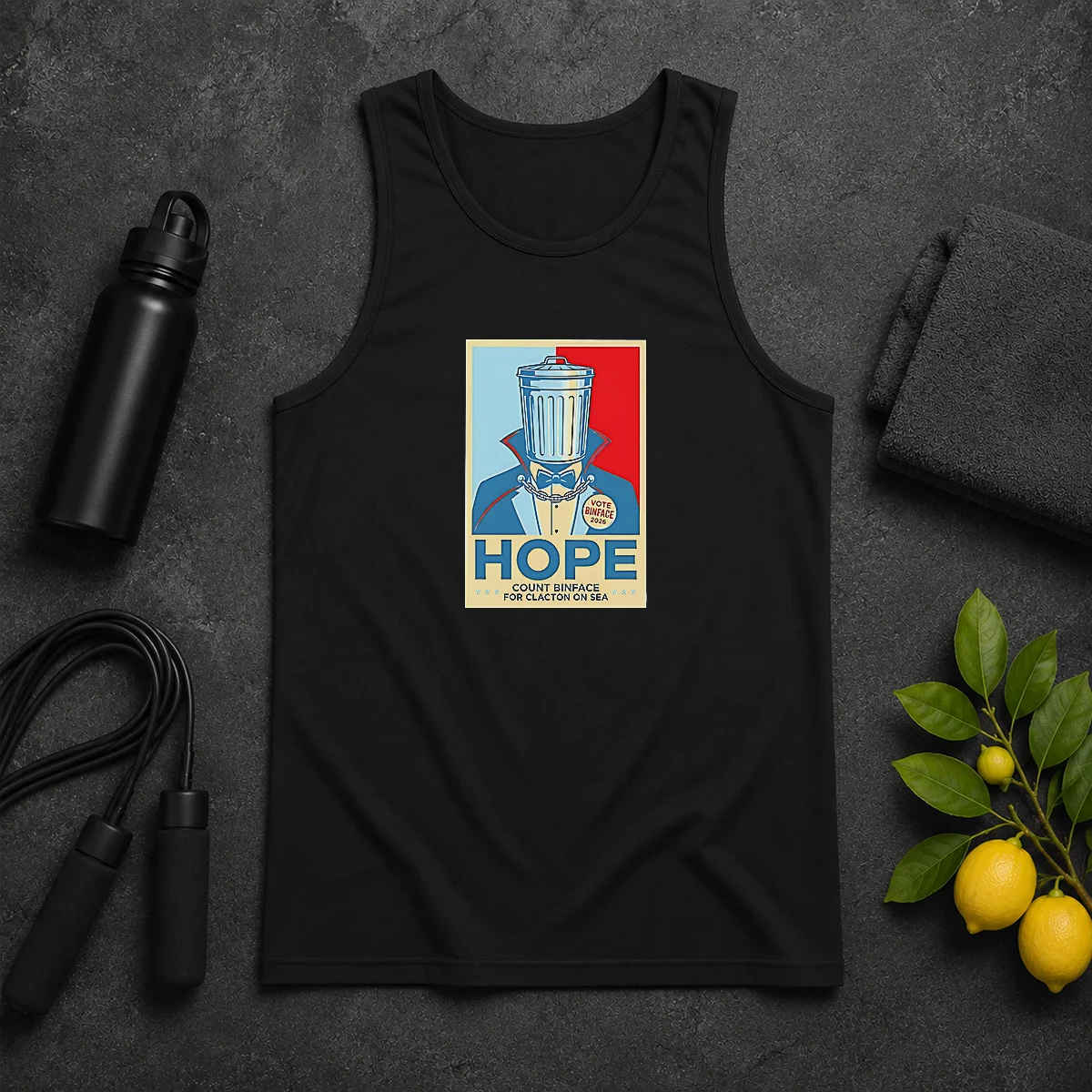 Official Count Binface For Clacton On Sea Hope Tank Top Official Count Binface For Clacton On Sea Hope Tank Top in white, featuring bold graphic print on front