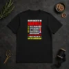 Official Dear Racists In America You Live On Is Native American t shirt in black, front view with clear bold white text