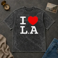 Official I Love LA Basic Washed T Shirt in soft cotton with a relaxed fit and vintage wash