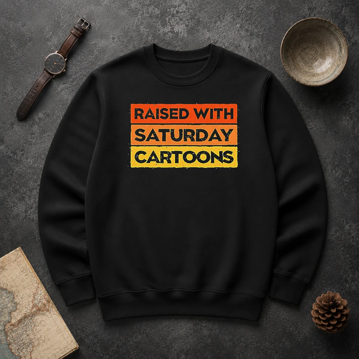 Official Raised With Saturday Cartoons Retro 90s Sweater Official Raised With Saturday Cartoons Retro 90s Sweater
