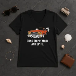 Official Runs On Premium And Spite Muscle Car V-Neck Shirt