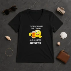 Official The Liver Is An Evil Organ And Must Be Destroyed V-Neck Shirt