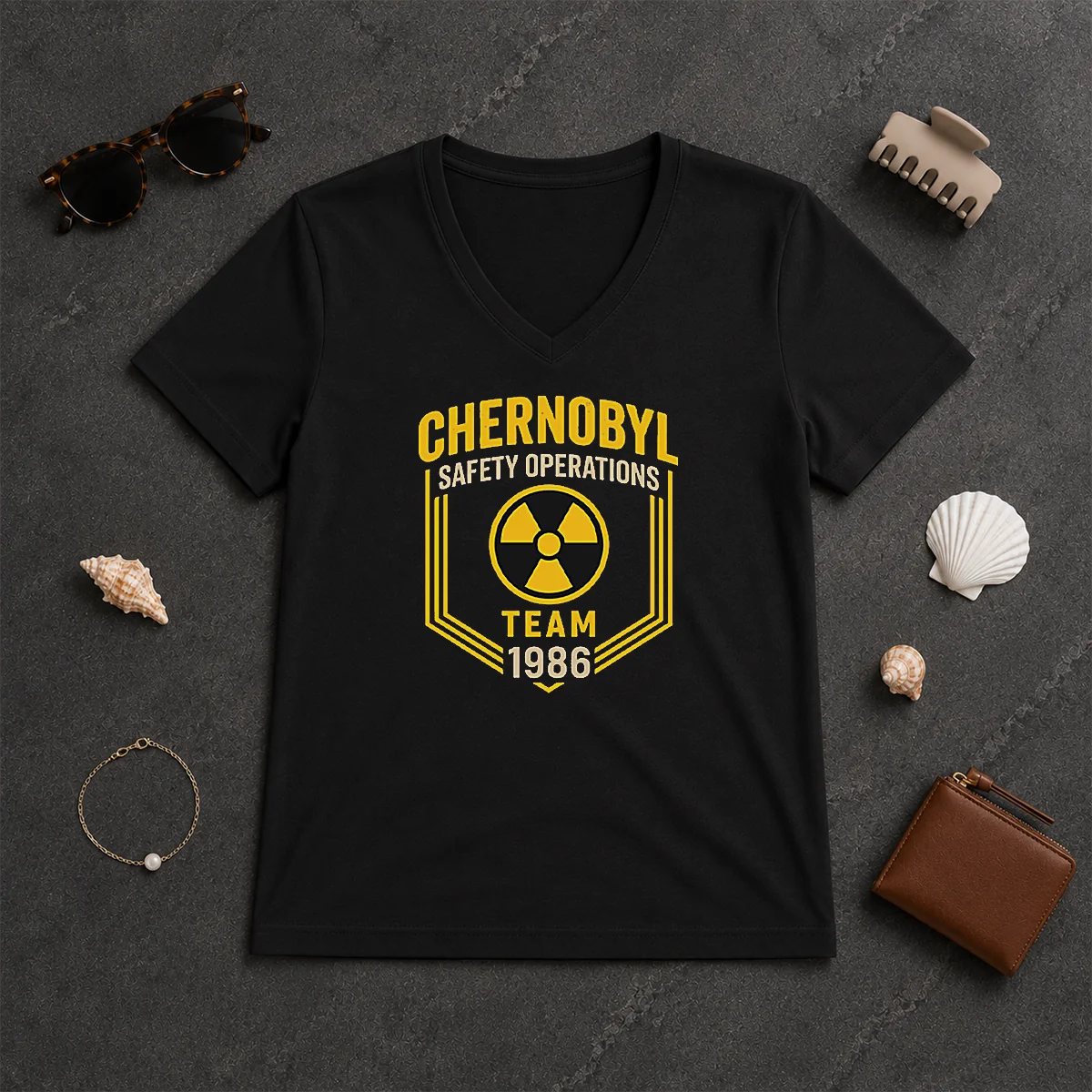 Original Chernobyl Safety Team 1986 Front V-Neck Shirt Original Chernobyl Safety Team 1986 Front V-Neck Shirt