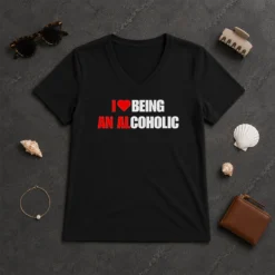 Original I Love Being An Alcoholic V-Neck Shirt