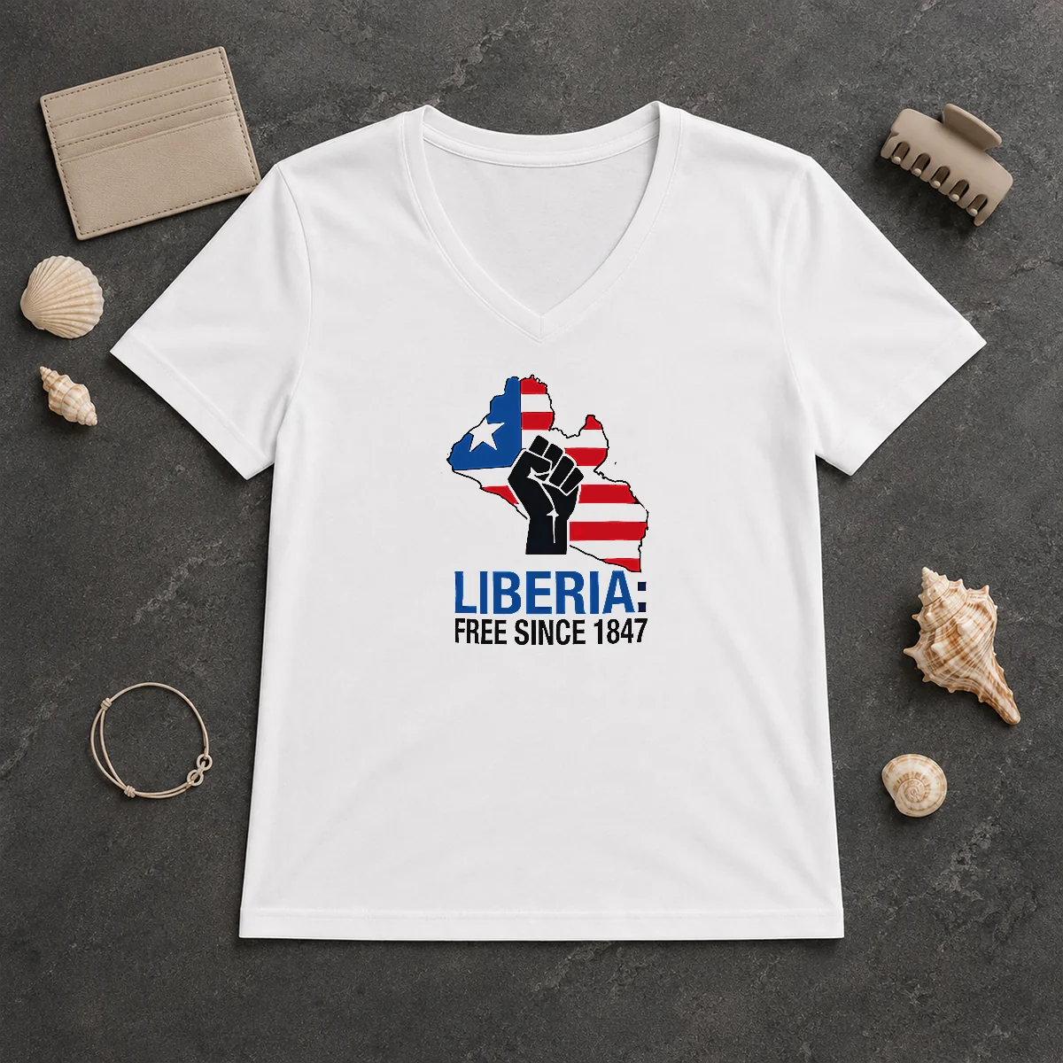 Original Liberia Free Since 1847 V-Neck Shirt Original Liberia Free Since 1847 V-Neck Shirt
