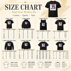 Size chart for Original Official Why Couldn'T I Have Been Born Girl Everything Is So Confusing Somehow with measurements in inches and cm