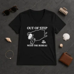 Original Pretty Fox Mulder Out Of Step With The Bureau V Neck Shirt in dark grey, soft fabric with a flattering neckline